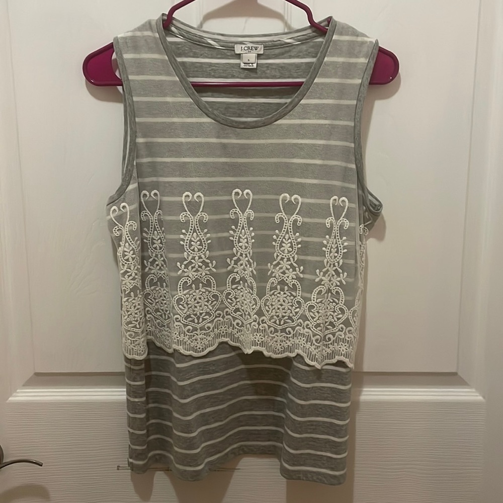 Jcrew striped knit tank w lace overlay